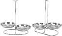 Soup Spoon Rest Stand, Stylish Design Versatile Vertical Soup Ladle Holder for Hot Pot (Silver with 2 Plate)