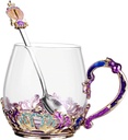 DECHOUS Glass Tea Mug Assorted Reusable Cups Crown Design Comfortable for Hot Beverages