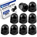 35Pcs #10-24 Acorn Cap Nuts, Zinc Plating-Black Hex Head Acorn Cap Nuts, Stainless Steel 18-8 (304) Hexagon Dome for Indoor Outdoor