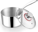 TeamFar 3qt Saucepan with Lid, Stainless Steel Tri-ply Pasta Sauce Milk Pan Small Cooking Pot with Ergonomic Handle, for Induction/Gas/Electric/Ceramic, Healthy & Heavy Duty, Dishwasher Safe