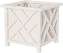 Lattice Design Outdoor Planter Box - 14.75” Square 13” Tall White Plant Pot - Decorative Plant Pots for Front Porch Decor - Flower Pots Outdoor Planters for Porch Patio or Garden Decor by Pure Garden