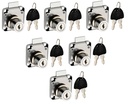 4-YOU Heavy Duty Zinc Multipurpose Lock for Furniture Drawer Cupboard Cabinet with 2 Reversible Keys | Rust Protected Lock for 22 MM Panel Thickness (Silver, Pack of 6)