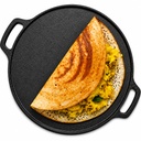 DOCAT Cast Iron Dosa Tawa 30 cm | Pre-Seasoned Iron Tawa for Dosa, Roti, Chapati & Paratha | 8 mm Heavy Duty, Gas, Induction, Electric & OTG Friendly | 100% Pure & Toxin-Free, No Chemical Coating