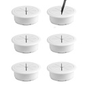 Serplex 6Pcs 2 pouces Cable de bureau circulaire, couvercle de trou de table, blanc