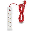 Hillgrove 5 Meter Long Cable Power Extension Board with 4 Universal Socket and 1 Switch Surge Protector Board for Computer/Laptop/Fridge 4 Socket Extension Boards (White)