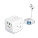 Embox 20W Extension Board with USB Type C | 2500W Extension Cord with 3 Universal Sockets & 4 USB Ports(2 Type A+2 Type C)| Extension Board with Switches Surge Protector Safety Shutter LED Indicator