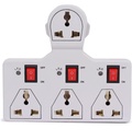Multi-Plug Extension Board, 2 Pieces, 3 Outlet Sockets with Individual Switches, LED Indicators, White, Universal Compatibility, Fire-Resistant Plastic