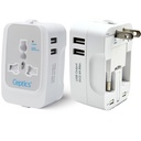 Ceptics Universal Japan Travel Adapter, 3 in 1 India to Japan Plug Adapter, Universal Travel Accessories 2 USB 2.4A, 100-250 Voltage Travel Charger, Universal Charger Adapter, White