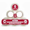 Tape King Clear Packing Tape - 60 Yards Per Roll (Pack of 6 Rolls) - Stronger & Thicker 2.7mil, Heavy Duty Adhesive Industrial Depot Tapes for Moving Packaging Shipping, Office & Storage