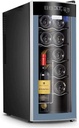 12 Bottle Thermoelectric Red & White Wine Cooler/Chiller Counter Top Wine Cellar with Digital Temperature Display, Freestanding Refrigerator Smoked Gl