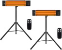 ROVSUN 1500W Outdoor Electric Heater, Patio Freestanding/Wall-mounted Heater with 12H Timer, Adjustable Heights, 3 Modes, 3s Instant Heating for Indoor Outdoor Backyard Garage (2 Set)