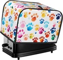 Colorful Animal Dog Paws Toaster Cover 2 Slice Washable Bread Maker Cover Decorative Kitchen Small Appliance Covers Dust Protection Stain Resistant Bread Machine Protector with Top Handle