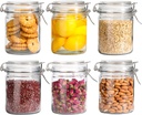 ComSaf Airtight Glass Canister with Lid Set of 6, 25oz Food Storage Jar, Mason Jars, Storage Container with Seal Wire Clamp Fastening for Kitchen Fermenting Preserving Canning Pasta Flour Cereal