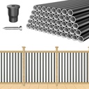 100 Pack 36" Aluminum Deck Balusters, Balusters for Deck Railing, 3/4" Diameter Hollow Round Black Metal Deck Spindles for Deck Railing Stair Porch (100, 36)