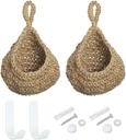 Home and Garden Parts 2pcs Hanging Fruit Baskets for Kitchen Medium Size Hanging Basket Brown #CN/251024/05081