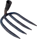 Hand-Hammered 4 Teeth Garden Rake Sturdy Steel Tool for Soil Tillage Gardening and Landscaping Ergonomic Grip for Easy Digging