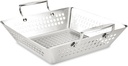All-Clad Outdoor Stainless Steel Square Basket, 14 x 11 Inch, For Grilling Vegetables and Seafood, Durable, High-Heat Outdoor Cookware, Metal Utensil Safe, Dishwasher Safe, Silver