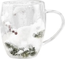 Christmas Glass Cup, Double Wall Christmas Mug, Cute Mugs Set for Hot Cocoa and Coffee, Christmas Tree Mugs Double Wall Insulated Glasses, Tea Cup Milk Cup Clear(11cm/4.33in-transparent)