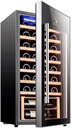 Wine Cooler Beverage Refrigerator 32 Bottles Beer Wine Cellar Fridge Freestanding Chiller with Stainless Steel & Quiet Operation Compressor Counter Top Glass Do