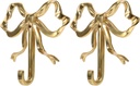 LOGOFUN 2pcs Bow Hook Bowknot Hook Bow Hooks for Wall Bowknot Brass Hook Gold Wall Hooks for Hanging Coat Hat Towel - Small(2.76X2.36X0.79in 7.01X5.99X2.00cm)