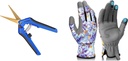 VIVOSUN 3-Pack Curved Gardening Scissors 6.5 Inch Hand Pruner Shear and Gardening Gloves, Leather Work Gloves for Women, Thorn-Proof, Touchscreen
