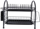 Multi-Layer Floor Draining Bowl Rack Black Kitchen Storage Shelf with Rust-Resistant Iron Easy to Clean and Assemble Space-Saving Design for Bowls Plates and Utensils Organization