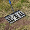 Lawn Leveling Rake,Stainless Steel Lawn Leveler with 18”x10” Ground Plate, 72” Adjustable Long Handle, Level Lawn Tool for Grass, Golf Field, Level Soil or Dirt Ground Surfaces