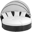 5PC Outdoor Round Daybed Cushion Cover with Zipper & Anti-Slip Particles,Circle Sun Island Sunbed Mattress Covers Waterproof,Patio Day Bed Cushions Slipcover-ONLY COVER (White, 66*66*4inch)