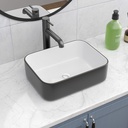 Vessel Sink Rectangle White and Black Bathroom Sinks 18 Inch Bathroom Vanity Sink Above Counter Lavatory Bowl Sink Art Basin