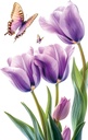 Purple Tulip Flower Toilet Lid Seat Cover Decal, Butterfly Floral Vinyl Removable Waterproof Water Stciker for Bathroom Bathtub Lavatory Washroom