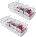 2 Pieces of Kitchen Transparent Seasoning Box, Spice Jar, Plastic Storage Container, with Lid and Spoon