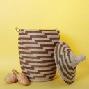 Basket, Laundry Hamper, Toy Storage, Blanket Basket, With Lid, Wicker, Woven, Bedroom, Living Room, Nursery, Decorative, Medium, White Brown