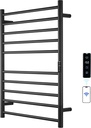 Electric Towel Rack with Voice Control for Alexa & Google Home,TUYA-Wall-Mounted Bathroom Heating Towel Warmer,Stainless Steel Material,31.5x20.08x4.41in,Plug-in,Black,10 Bars