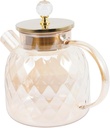 VALICLUD High Borosilicate Amber Glass Water Jug with Lid Large Capacity Pitcher for Iced Tea Juice Milk Cold and Hot Beverages Ergonomic Handle Dust Cover for Household Use
