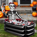 39 Inch Halloween Inflatable Decorations Skeleton Drink Cooler, Large Capacity Ice Bucket for Drinks, Halloween Party Supplies for Indoor Outdoor Garden Lawn Yard Decorations