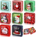 Tioncy 8 Pcs Christmas Cookie Tins with Lids Large Cookie Boxes Metal Empty Tins Santa Tinplate Xmas Gift Box for Christmas Holiday Candies Treats Storage Container(Classic)