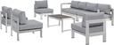 Modway Shore 7-Piece Aluminum Outdoor Patio Sectional Sofa Set in Silver Gray