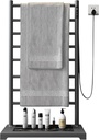 Standing Towel Warmer Racks for Bathroom with Heavy Marble Base, 37" Tall 8-Bar Heating Towel Rack Stand for Bathroom, Modern Standing Clothes Drying and Display Rack (Grey)