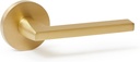 Satin Gold Door Handle – Solid Brass Privacy Lever Set with Round Backplate – Reversible Locking Handle for Bedroom or Bathroom – Champagne by Explore Hardware