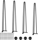 VEVOR Hairpin Table Legs 28", Set of 4 Desk Legs 900lbs Load Capacity, Hairpin Desk Legs 3 Rods for Desk Chairs Bench Dining End Table, Solid Carbon Steel Heavy Duty Furniture Legs Black