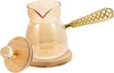 Ciieeo 1pc Gold Turkish Coffee Pot Glass Carafe Side Handle Dripper Kettle for Rich Flavor Home Office Shop Tea Brewing