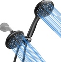48-Setting High Pressure 3-Way Shower Combo - 4.7" Dual-Head Handheld and Rain Shower head Set with Stainless Steel Hose - Matte Black Finish