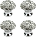 Decorative Crystal Knobs Designed Crystal Cabinet Knobs Bling Rhinestone Cabinets Drawers Dressers Pulls Handles for Home Kitchen Bathroom(White) 4Pcs