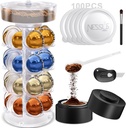 Nessus Vertuo Pods Holder for Nespresso Pods Vertuo, Reusable Pods Kit for Nespresso Vertuo, Refillable Coffee Pods with 100PCS Aluminum Foil Lids, Pod Holder for Nespresso Vertuo Machine