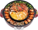 Electric Hot Pot with Grill, 2 in 1 Smokeless BBQ Grill & Shabu Shabu Hot Pot,Independent Temperature Control,Hot Pot and Grill Combo Electric for 2-5 People Family Gathering