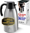Cresimo Thermal Coffee Carafe 68oz / 2L - 12 Hours Hot Beverage Dispenser, Insulated Stainless Steel Carafe for Liquids, Coffee Carafes For Keeping Hot Water Dispenser for Parties - Large Tea Flask