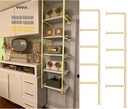 Gold Industrial Wall Mount Iron Pipe Shelf Bracket,Retro DIY Open Bookshelf,Storage Shelves, Ceiling hung Shelves for Home Kitchen Bathroom Living Room Office(2PcsX5Tier,68"Tall,10"deep,Hardware Only)