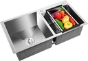 30 Inch Double Bowl Kitchen Sink - Nano-Coated Stainless Steel, Drop-in/Topmount, with Drainage Pipes & Fruit Baskets (30.7 x 16.9), for Home Kitchen & Bathroom