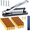 Heavy Duty Bench Hose Crimper Kit with 100 Ferrules (50x 0.593" ID& 50x 0.625" ID) - for 1/4", 5/16", 3/8" PVC, Rubber & Air Hoses Crimping Tool, Portable Torch Hose Repair Kit