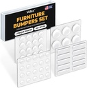 104 Clear Cabinet Bumper Pads – Self-Adhesive Silicone Buffer Set with 4 Shapes for Doors, Drawers & Furniture – Sound Dampening & Surface Protection